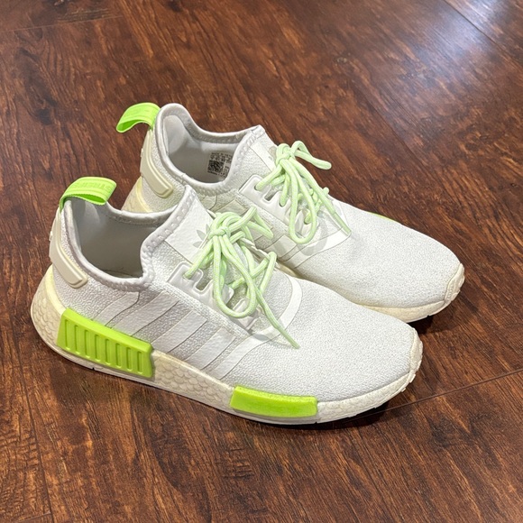 adidas Shoes - adidas White Sneakers with Neon Green Accents